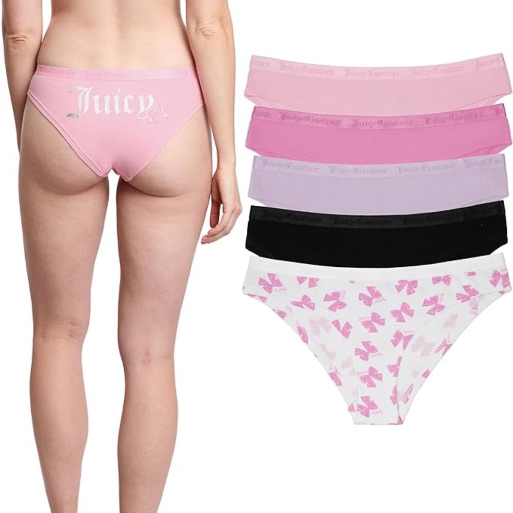 Juicy Couture Women's 5 Pack Cotton Blend Panties Underwear Set